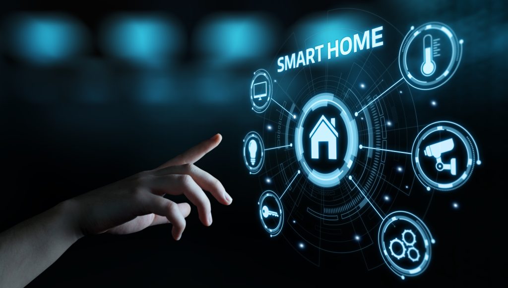 Modern home equipped with smart security technology showcasing integration of digital control systems for enhanced home safety.