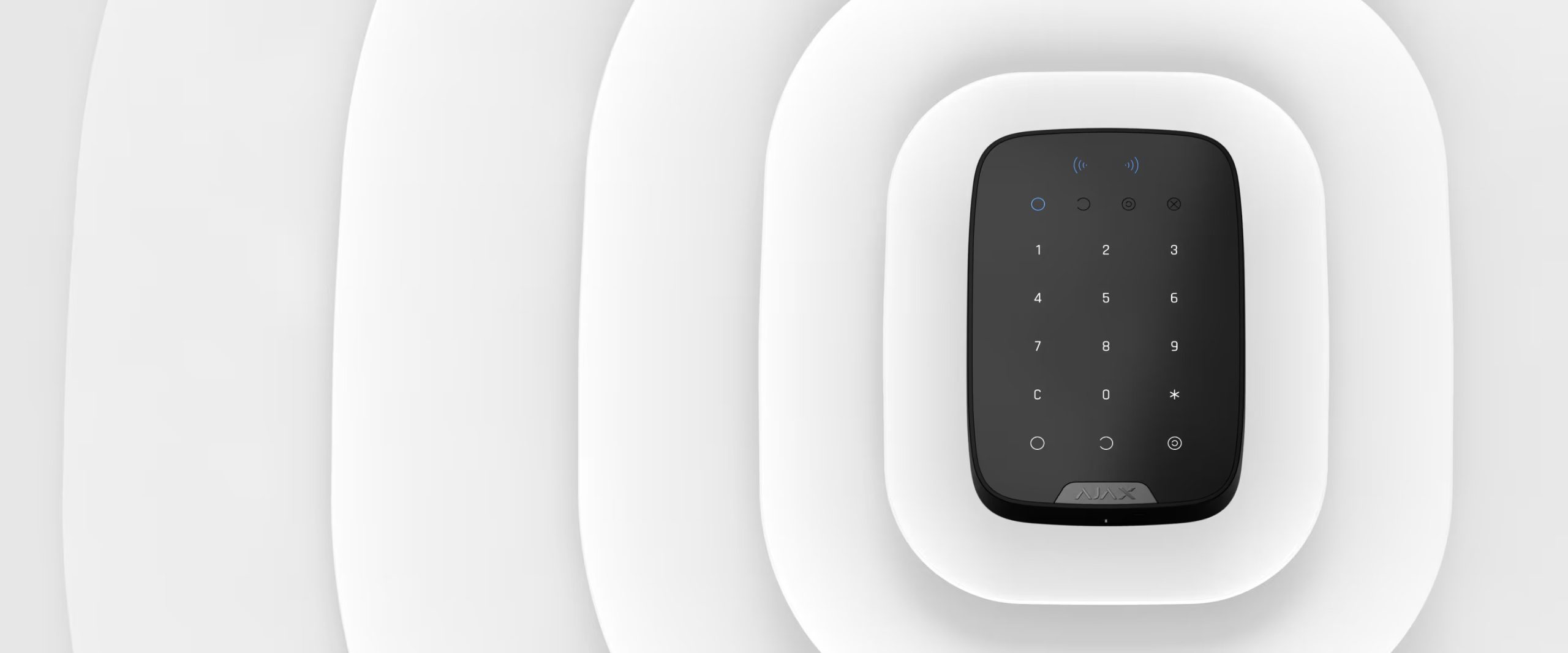 Alarm keypad showing trouble light indicating low battery or sensor fault causing false alarms